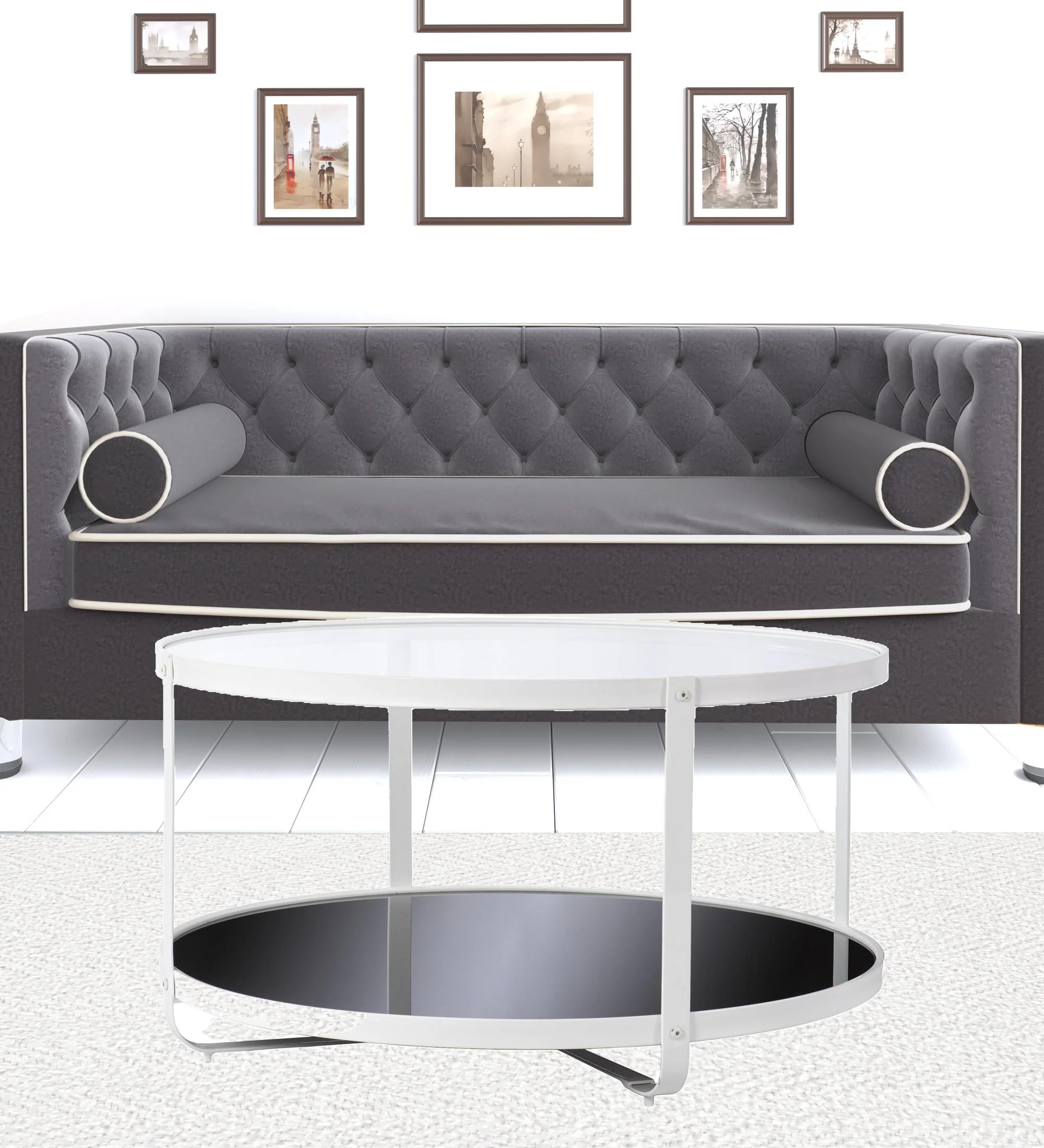 32" White Glass And Metal Two Tier Round Coffee Table By Homeroots - Image 7