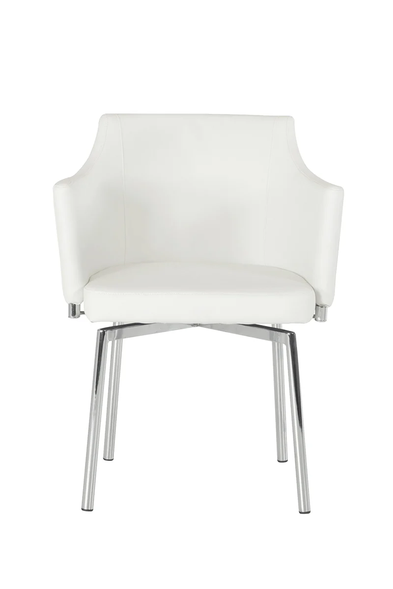 32' White Leatherette And Steel Dining Chair By Homeroots - Image 2