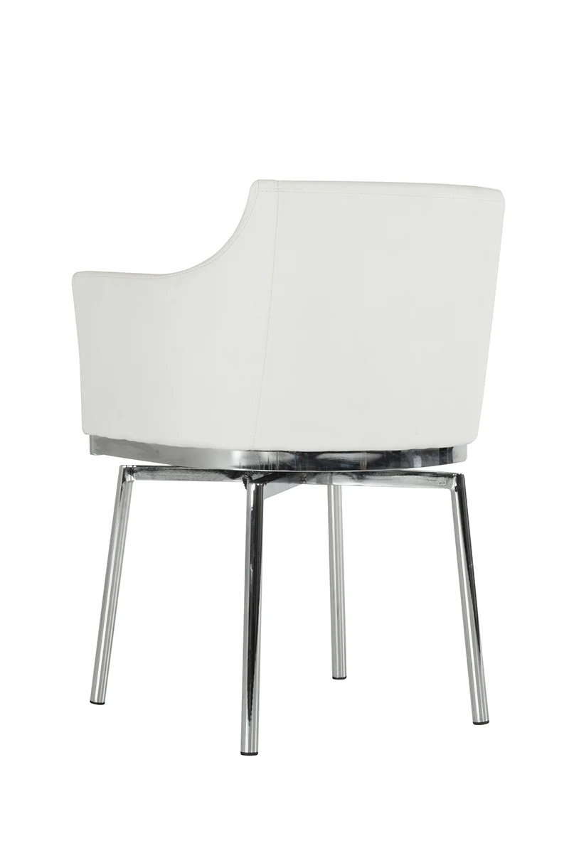 32' White Leatherette And Steel Dining Chair By Homeroots - Image 3