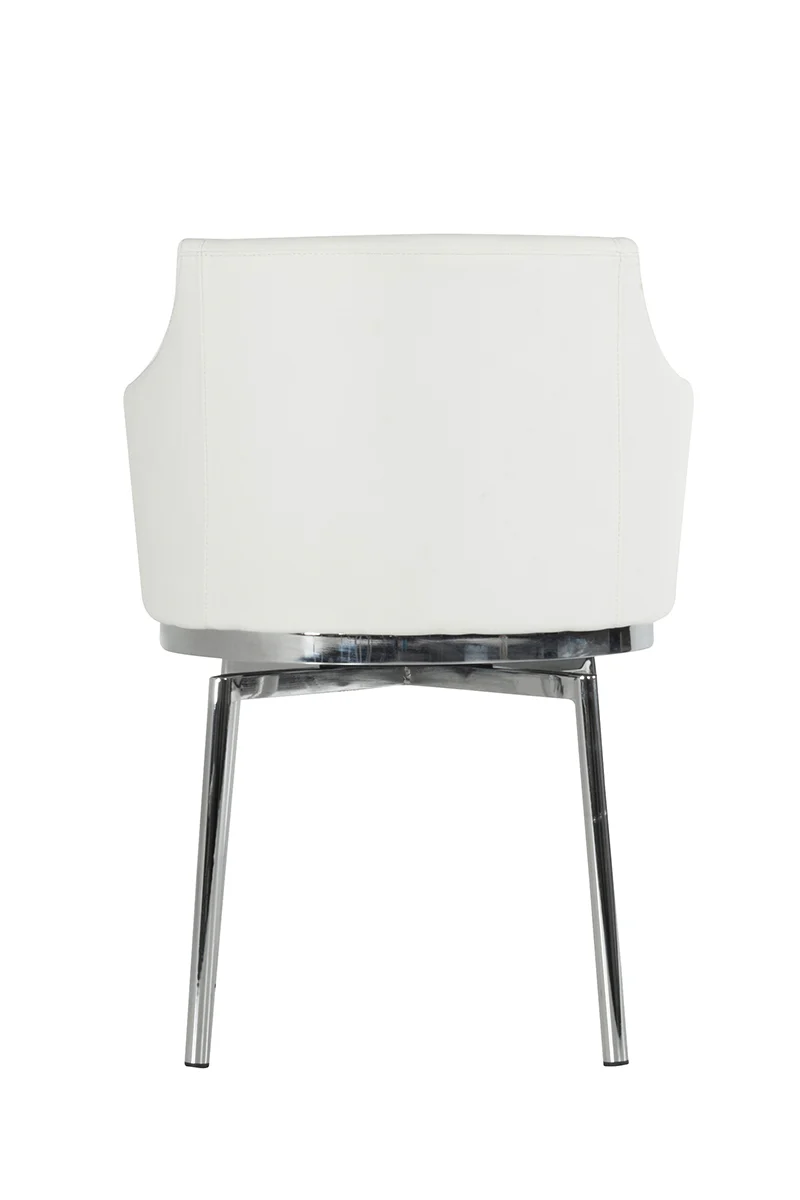 32' White Leatherette And Steel Dining Chair By Homeroots - Image 4