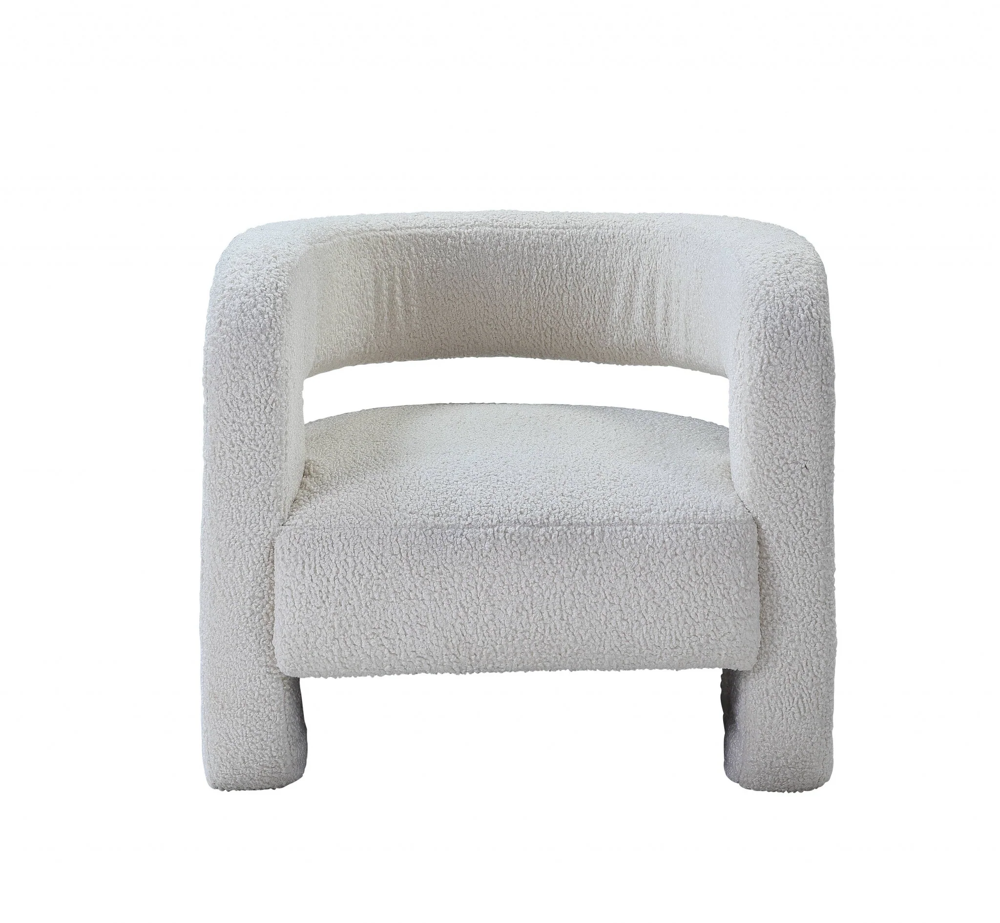 32" White Sherpa Solid Color Barrel Chair By Homeroots - Image 2