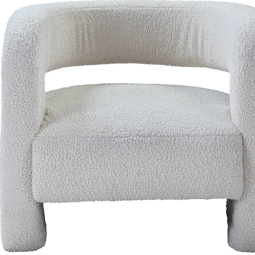 32" White Sherpa Solid Color Barrel Chair By Homeroots - Image 4