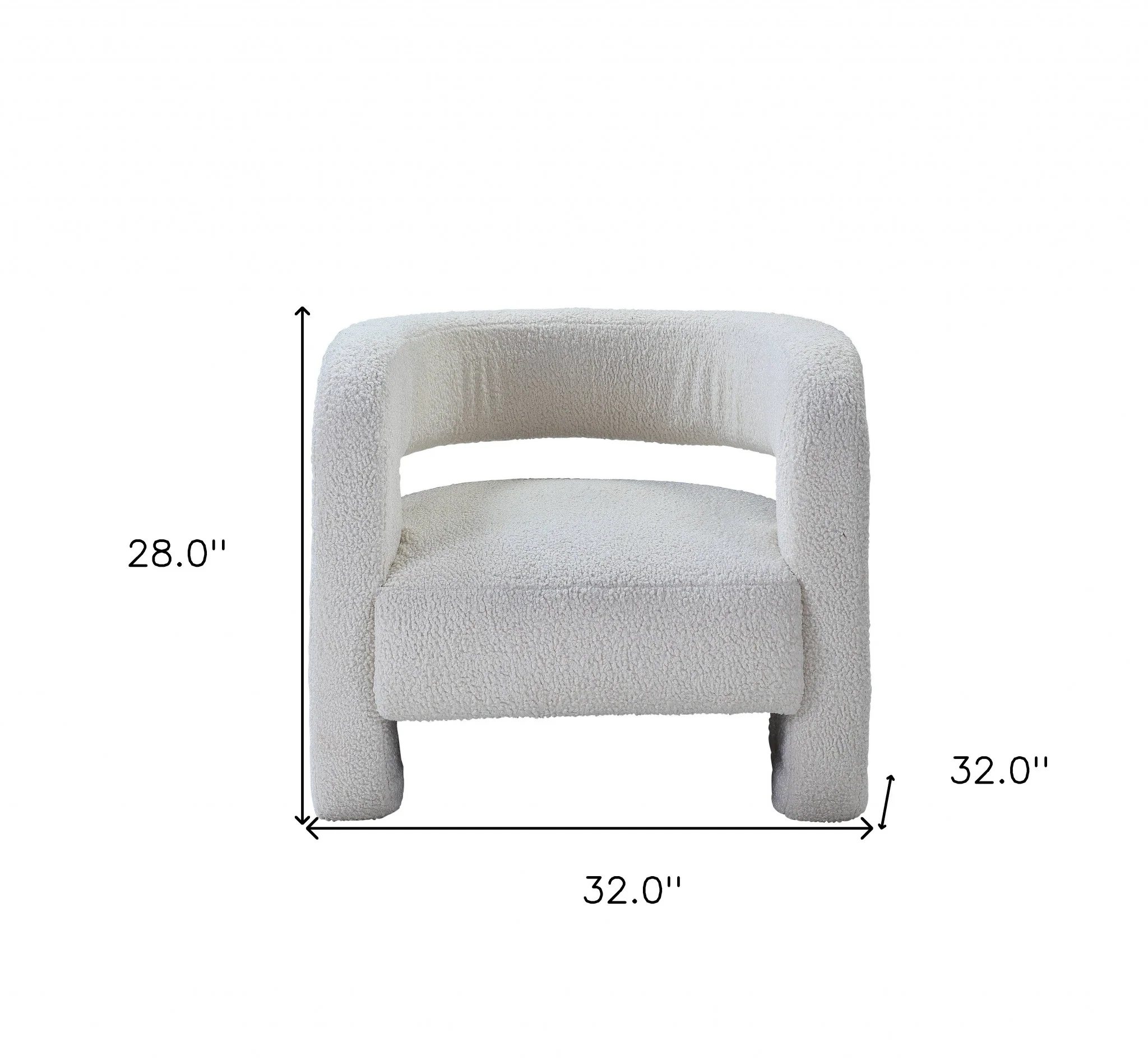 32" White Sherpa Solid Color Barrel Chair By Homeroots - Image 6