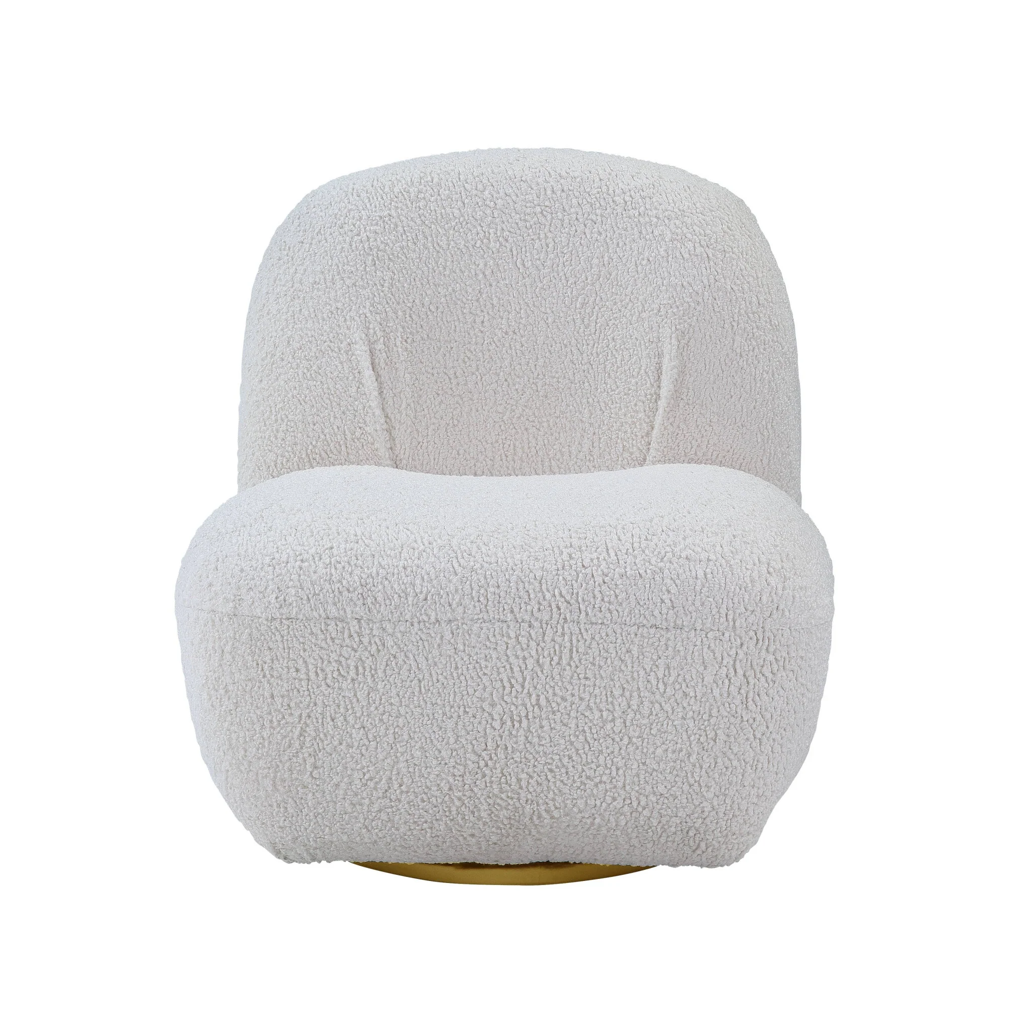 32" White Sherpa Solid Color Swivel Slipper Chair By Homeroots - Image 2