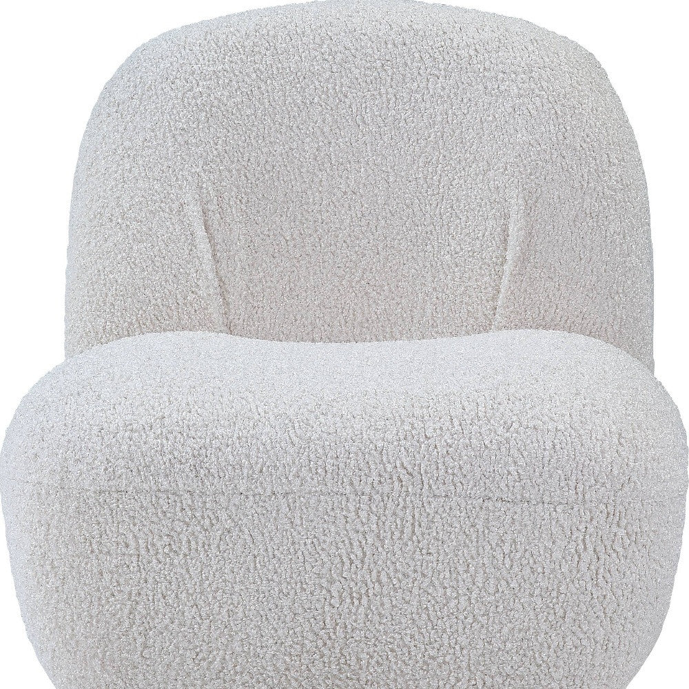 32" White Sherpa Solid Color Swivel Slipper Chair By Homeroots - Image 3