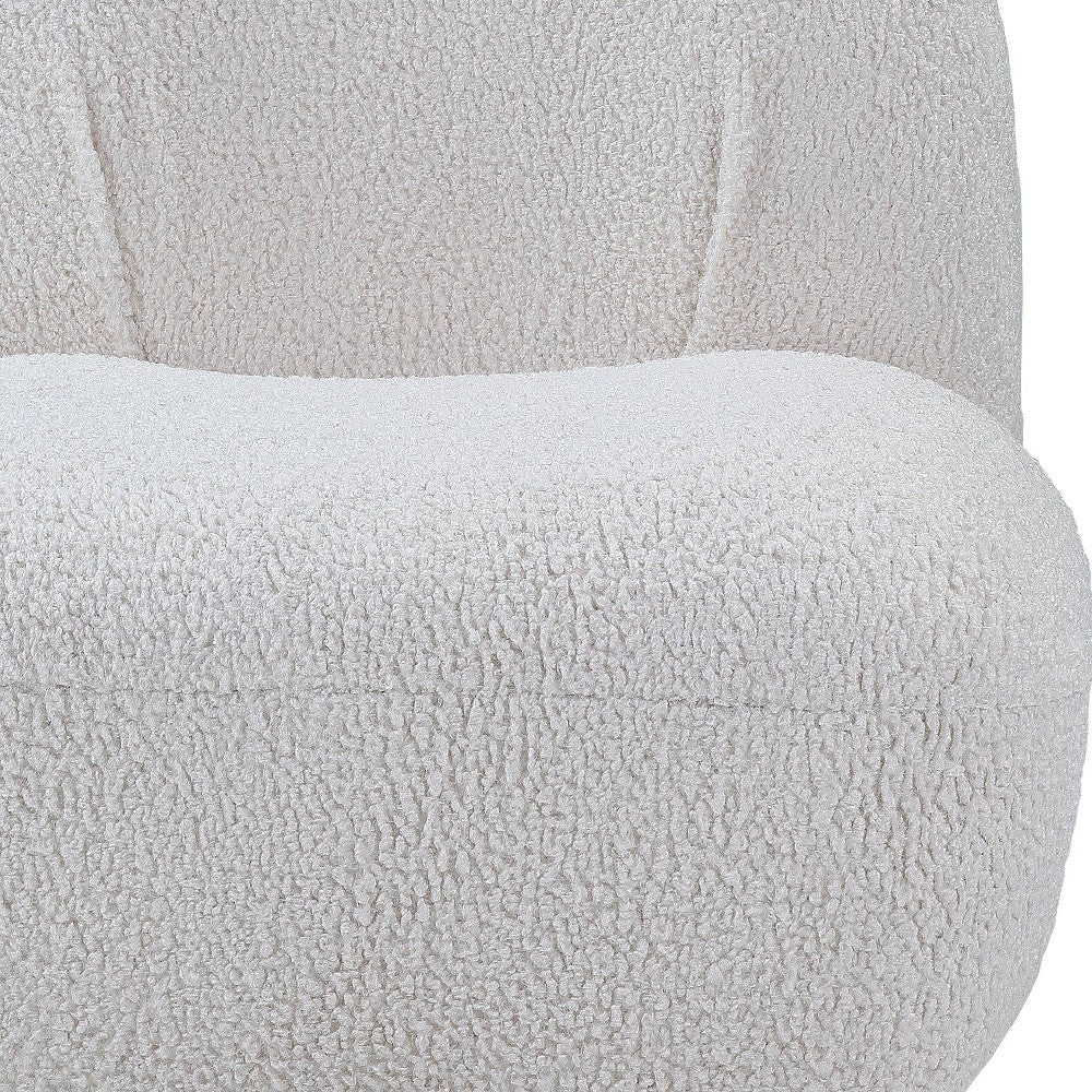 32" White Sherpa Solid Color Swivel Slipper Chair By Homeroots - Image 5