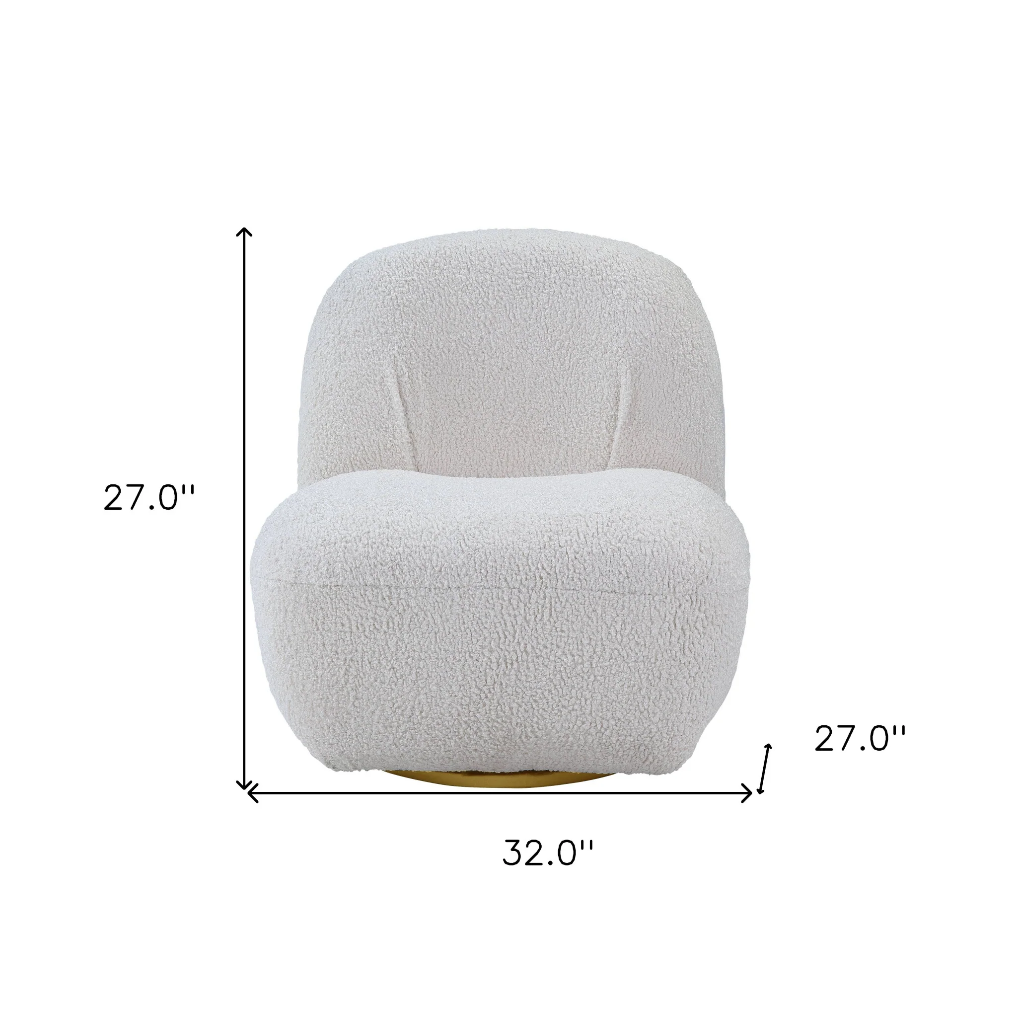 32" White Sherpa Solid Color Swivel Slipper Chair By Homeroots - Image 6