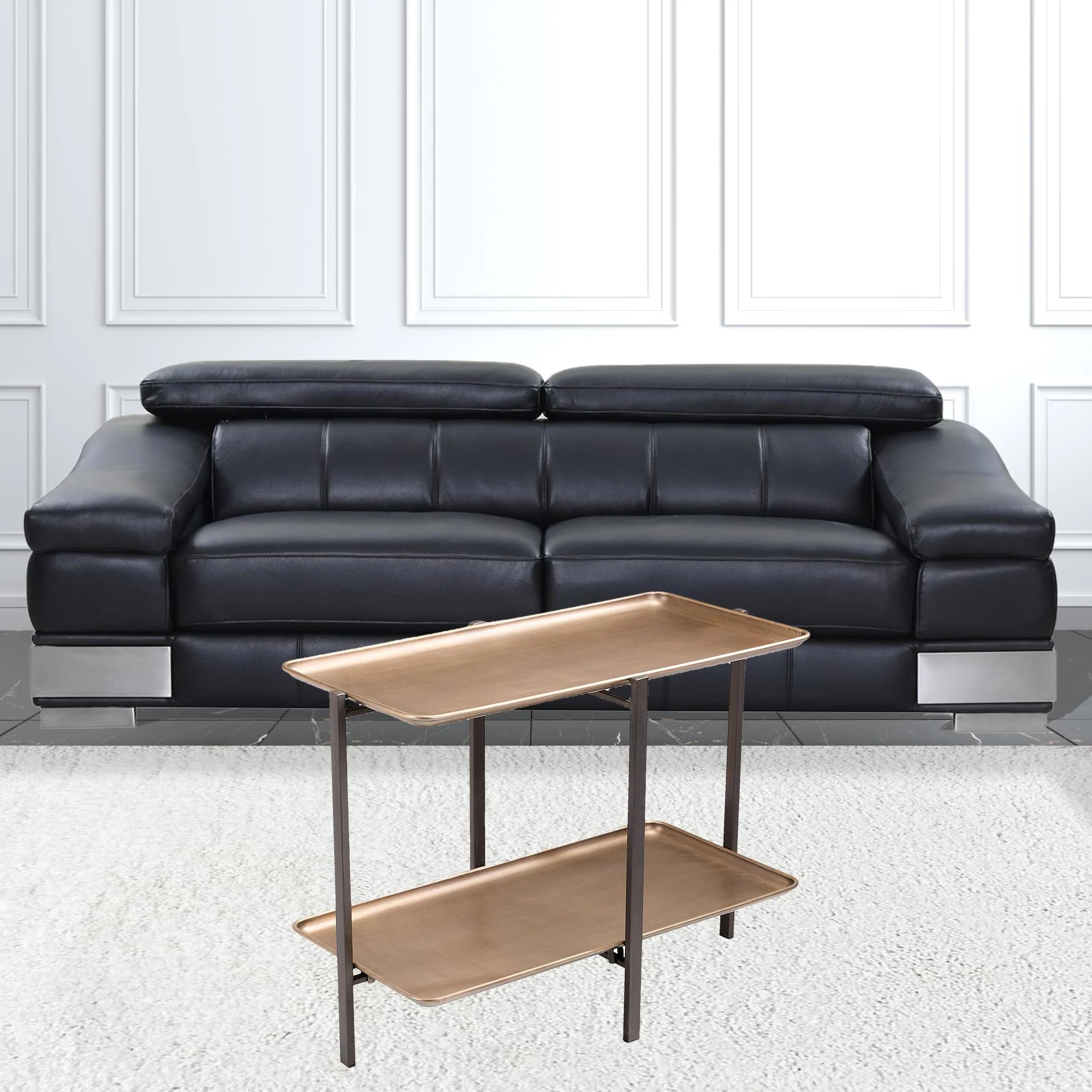 33" Black And Gold Two Level Rectangular Coffee Table By Homeroots - Image 7