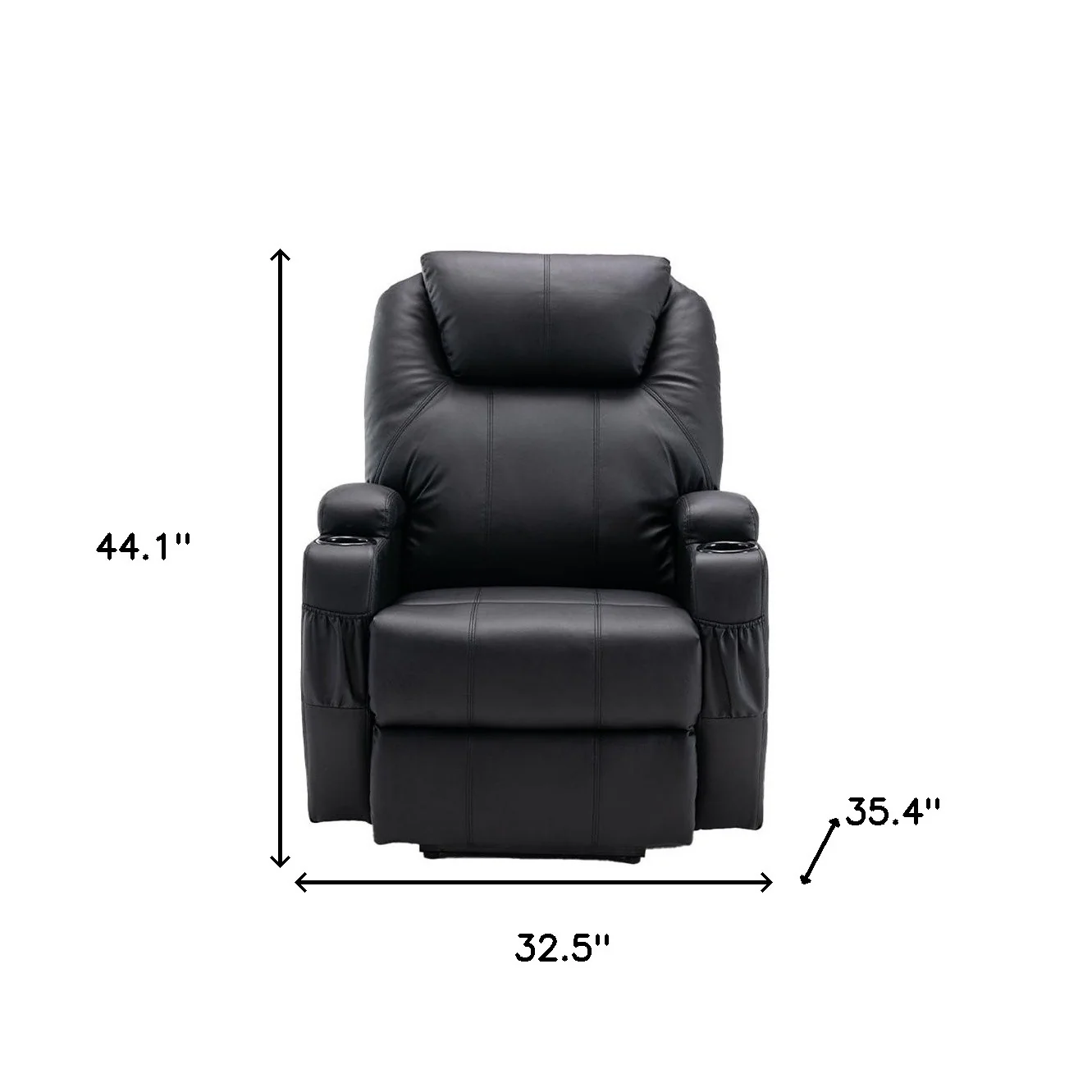 33" Black Faux Leather Power Heated Massge Lift Assist Recliner By Homeroots - Image 5