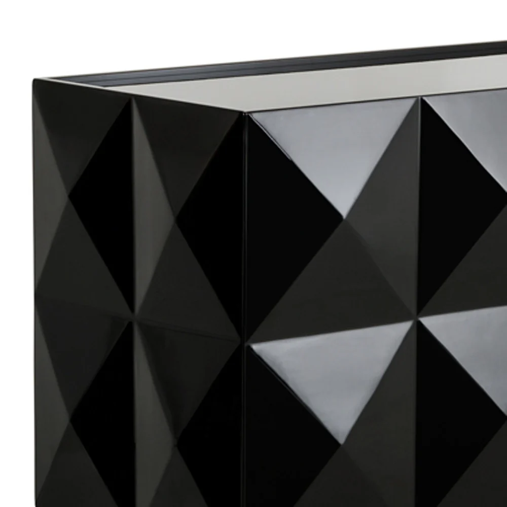 33' Black Lacquer Mdf And Steel Buffet With 3 Doors By Homeroots - Image 5