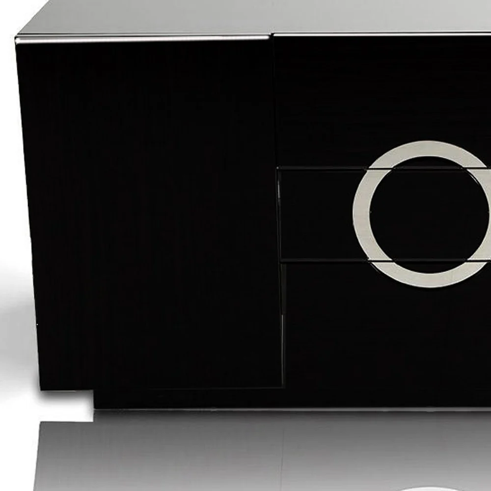 33' Black Lacquer Mdf Buffet With 2 Doors And 3 Drawers By Homeroots - Image 4