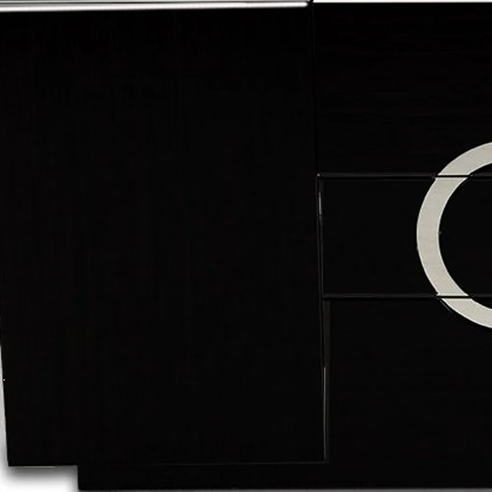 33' Black Lacquer Mdf Buffet With 2 Doors And 3 Drawers By Homeroots - Image 5