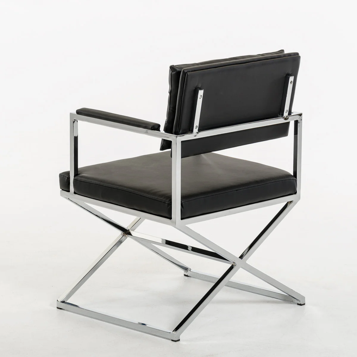 33' Black Leatherette And Steel Dining Arm Chair By Homeroots - Image 2