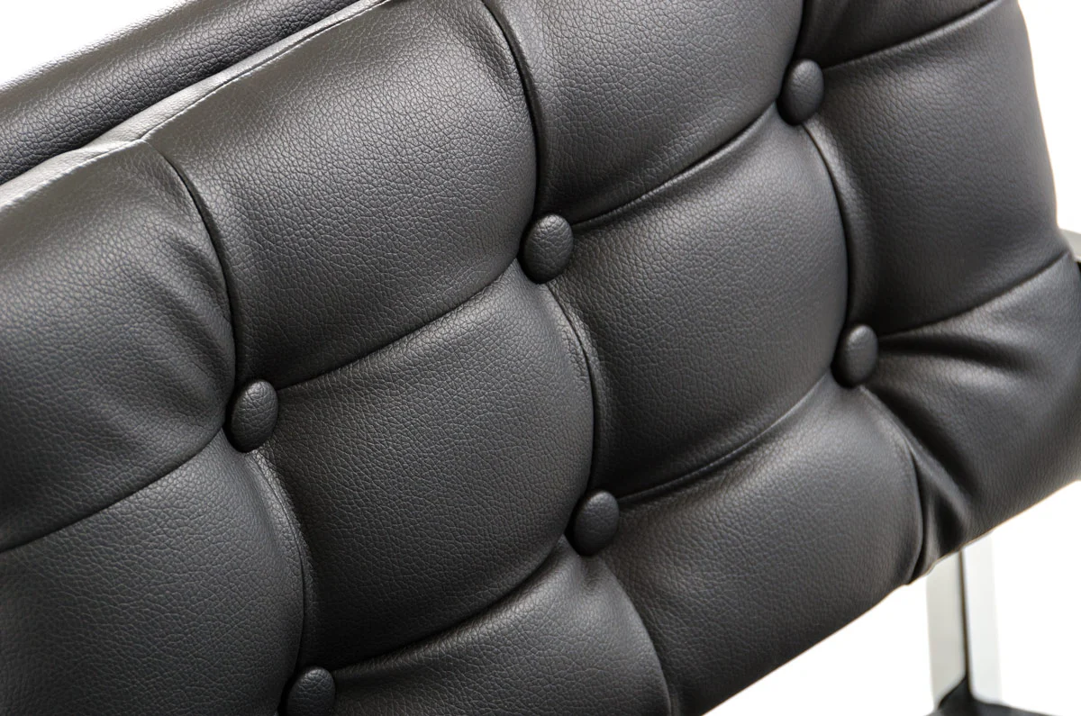 33' Black Leatherette And Steel Dining Arm Chair By Homeroots - Image 3