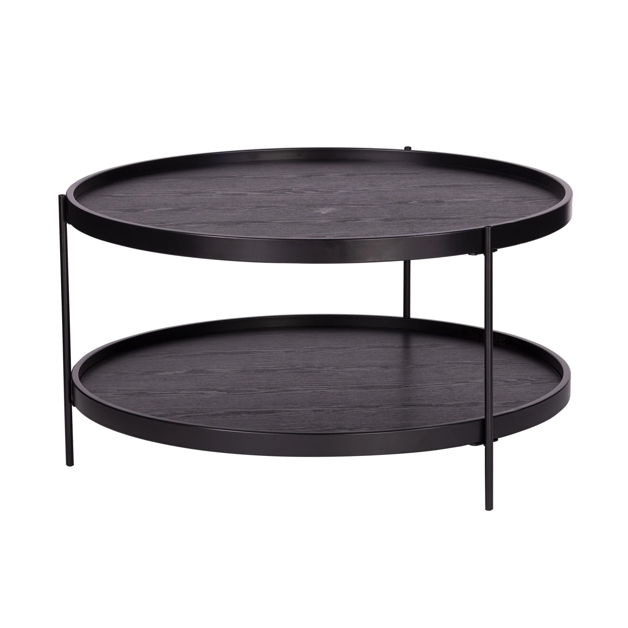 33" Black Manufactured Wood And Metal Round Coffee Table By Homeroots - Image 2