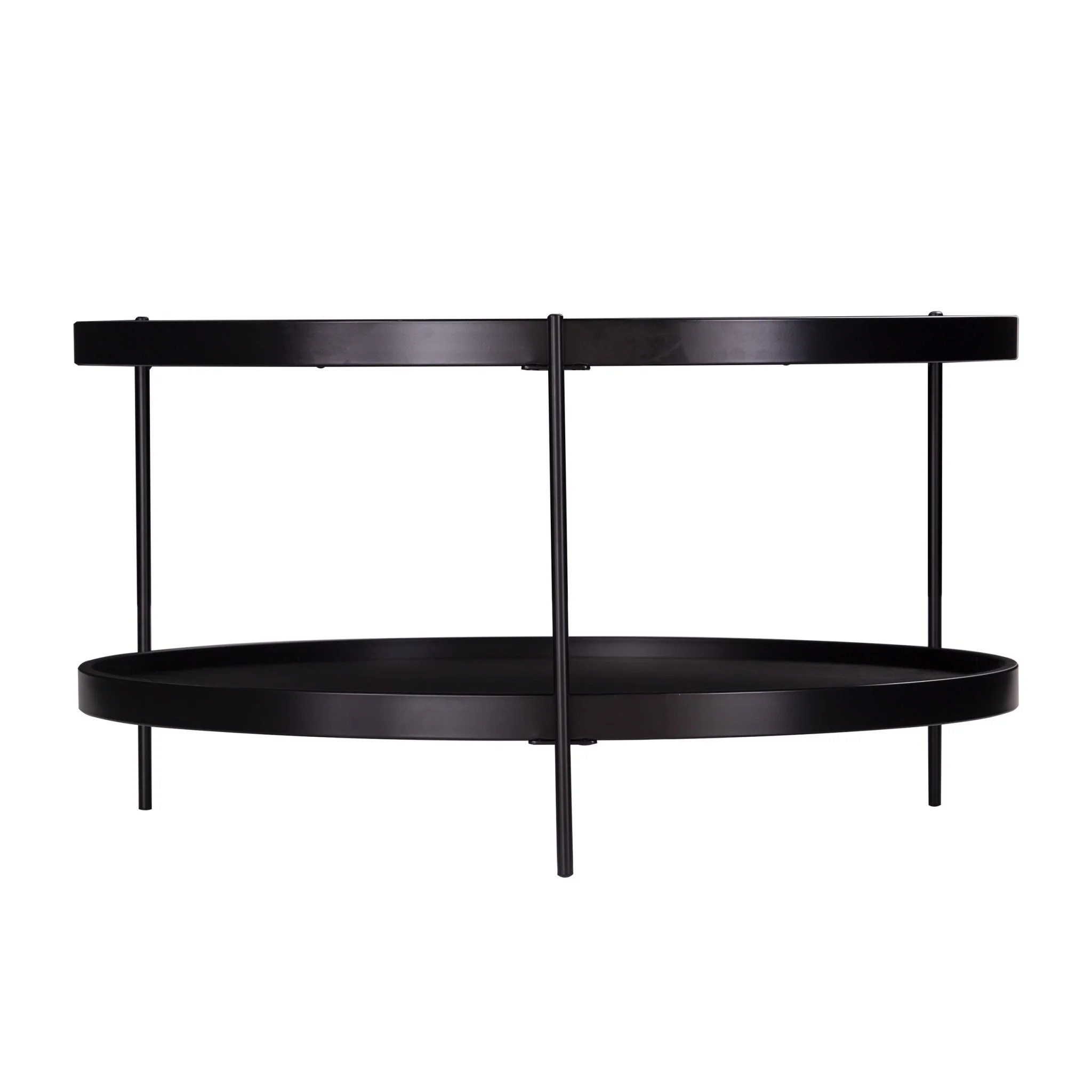 33" Black Manufactured Wood And Metal Round Coffee Table By Homeroots - Image 3
