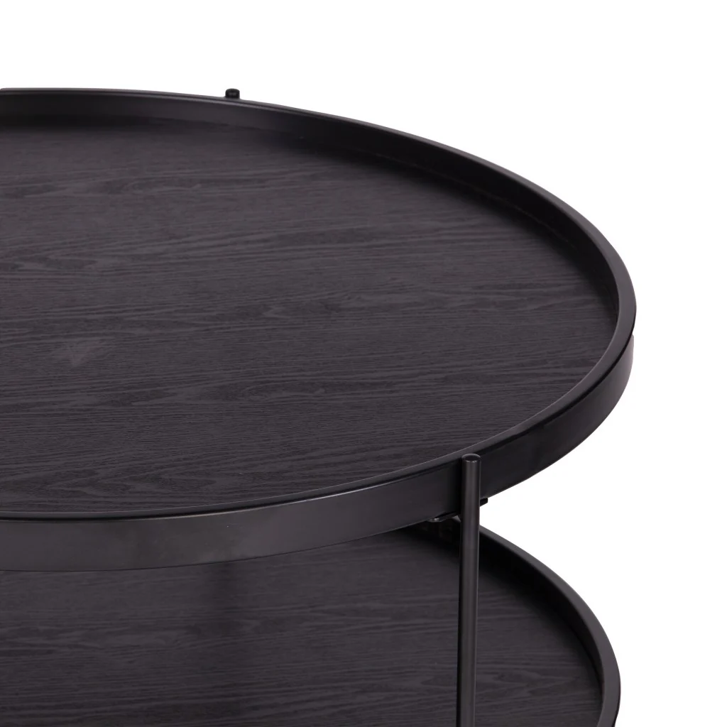 33" Black Manufactured Wood And Metal Round Coffee Table By Homeroots - Image 5