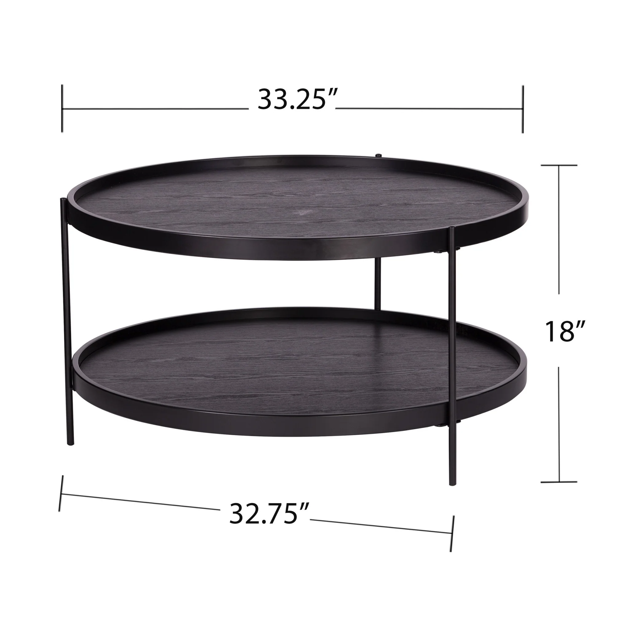 33" Black Manufactured Wood And Metal Round Coffee Table By Homeroots - Image 6