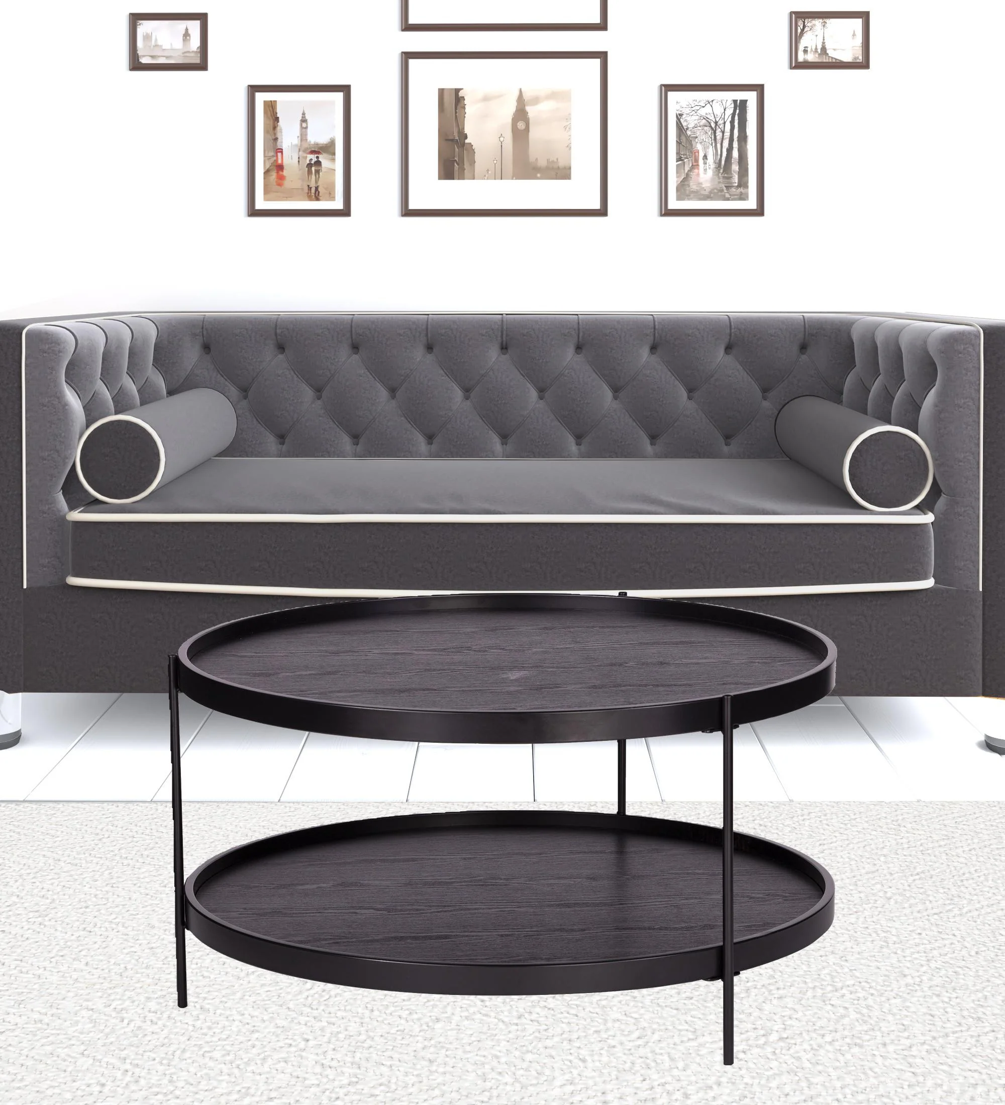 33" Black Manufactured Wood And Metal Round Coffee Table By Homeroots - Image 8