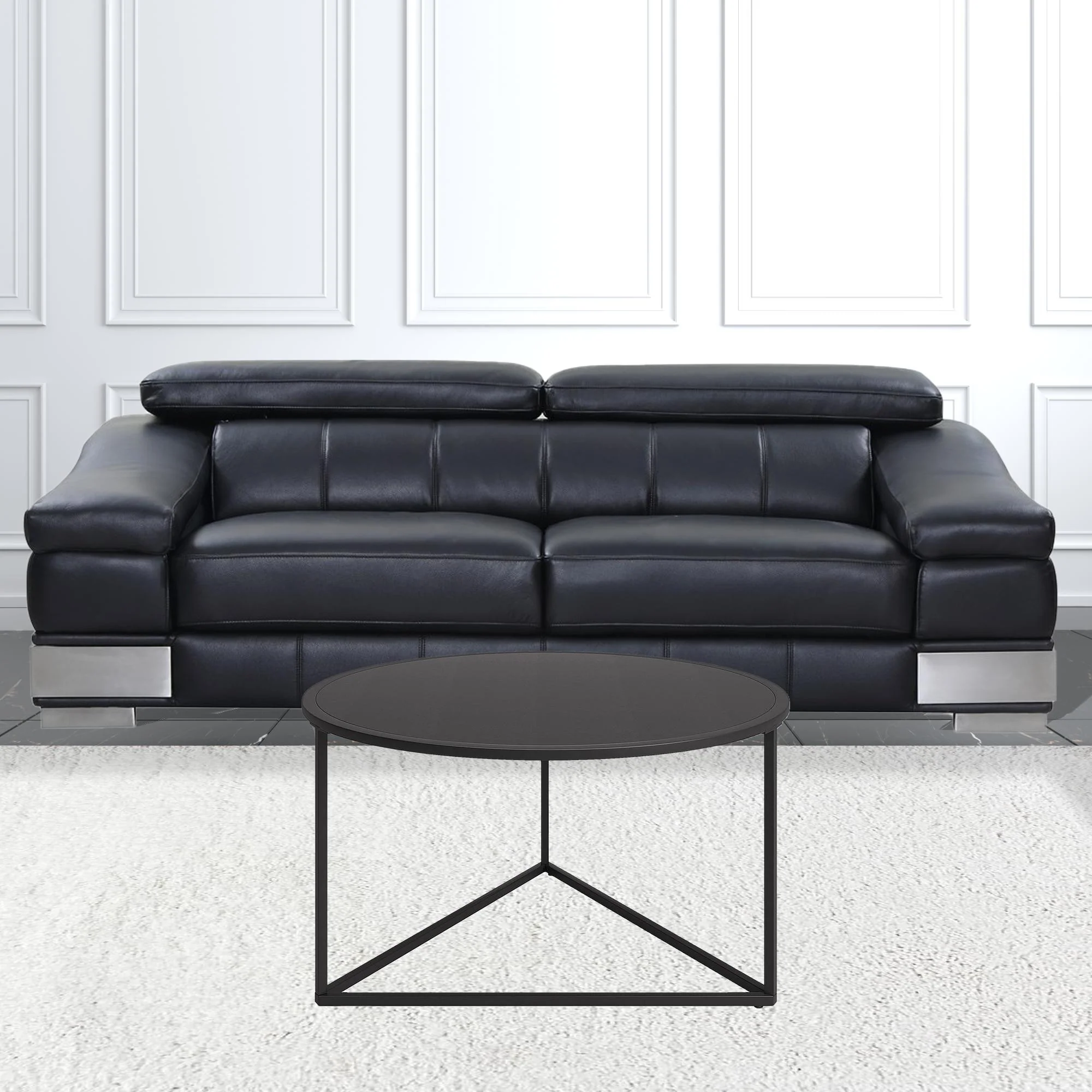 33" Black Steel Round Coffee Table By Homeroots - Image 5