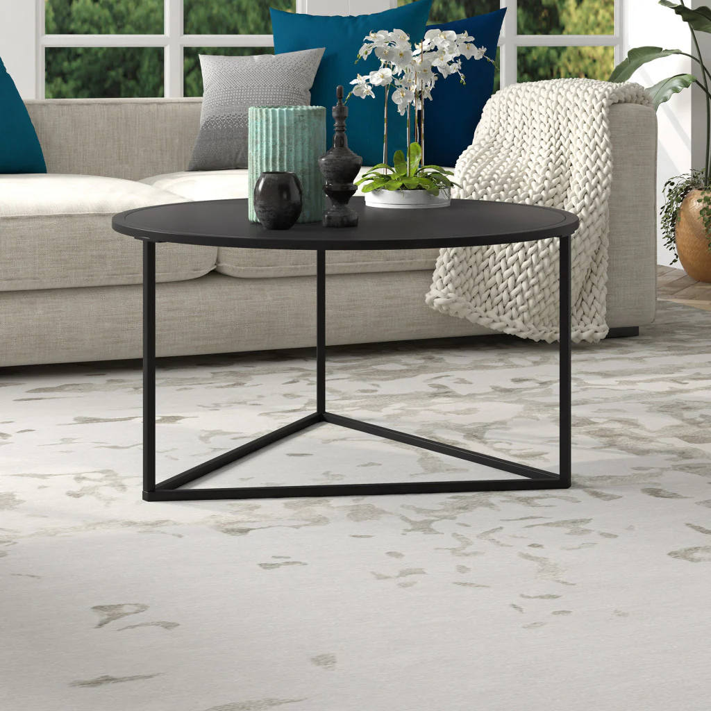 33" Black Steel Round Coffee Table By Homeroots - Image 6