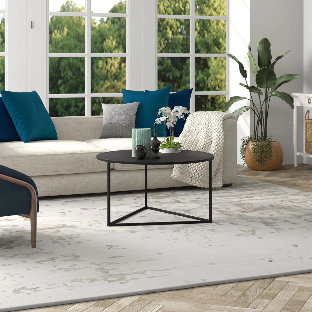 33" Black Steel Round Coffee Table By Homeroots - Image 7