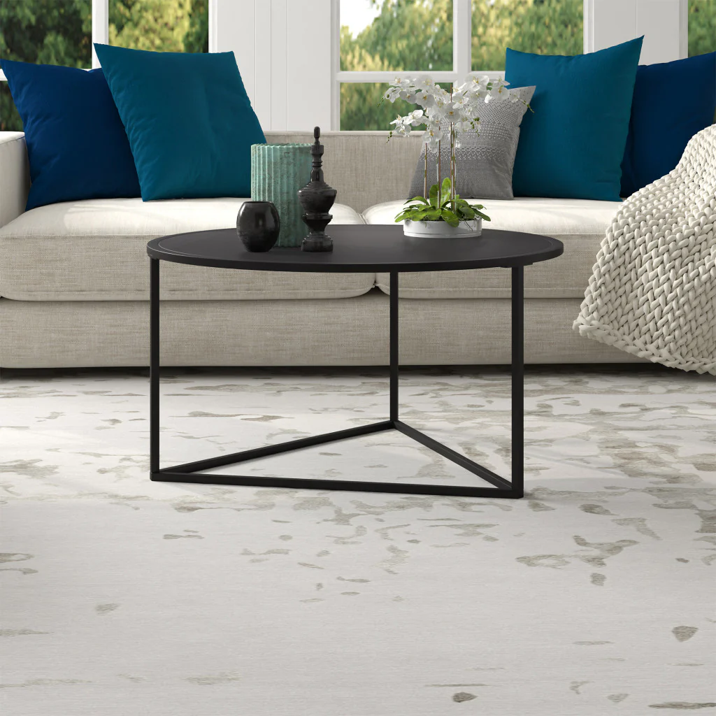33" Black Steel Round Coffee Table By Homeroots - Image 8