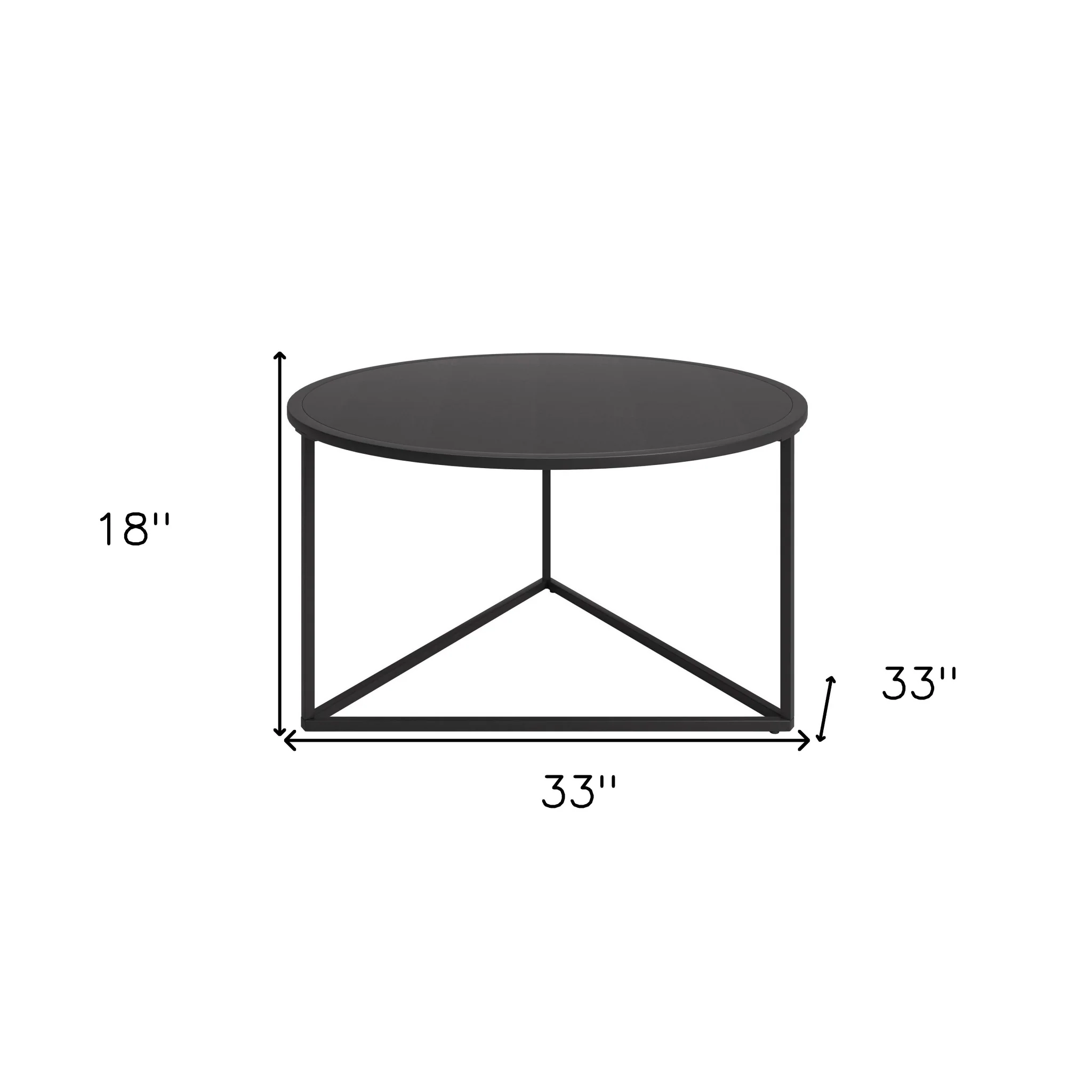 33" Black Steel Round Coffee Table By Homeroots - Image 9