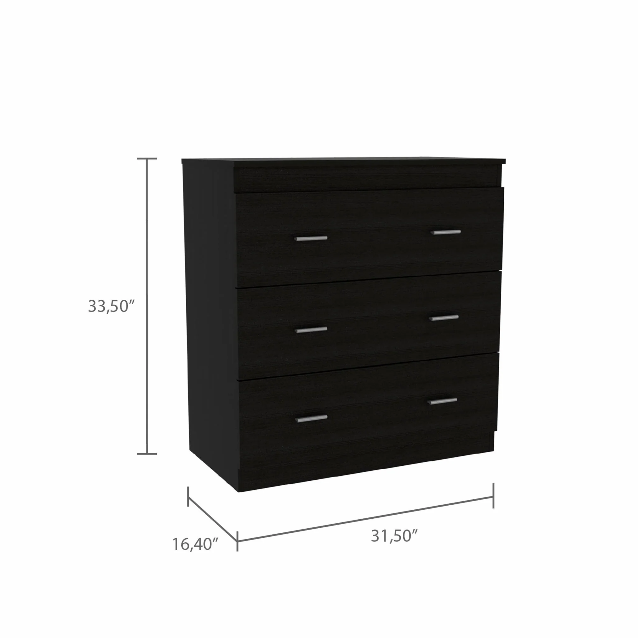 33" Black Three Drawer Dresser By Homeroots - Image 3
