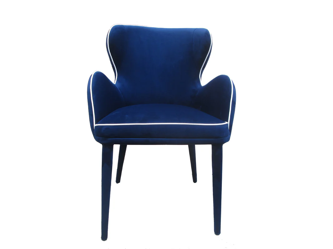 33' Blue Fabric And Metal Dining Chair By Homeroots - Image 2