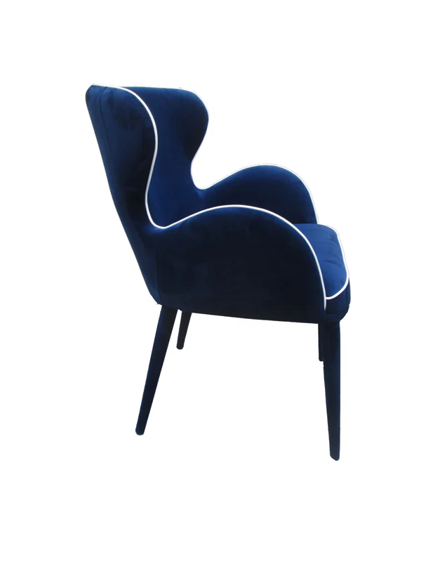 33' Blue Fabric And Metal Dining Chair By Homeroots - Image 3