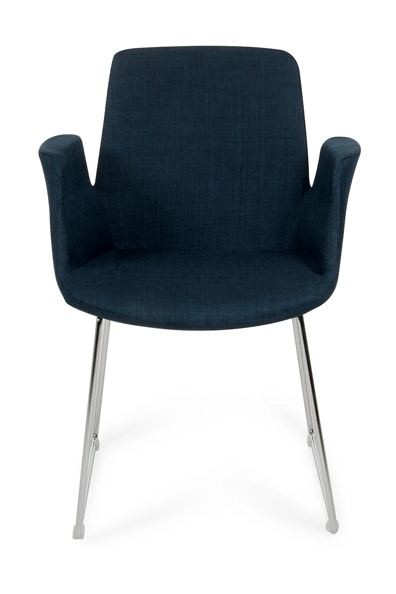 33' Blue Fabric Polyester And Metal Dining Chair By Homeroots - Image 2