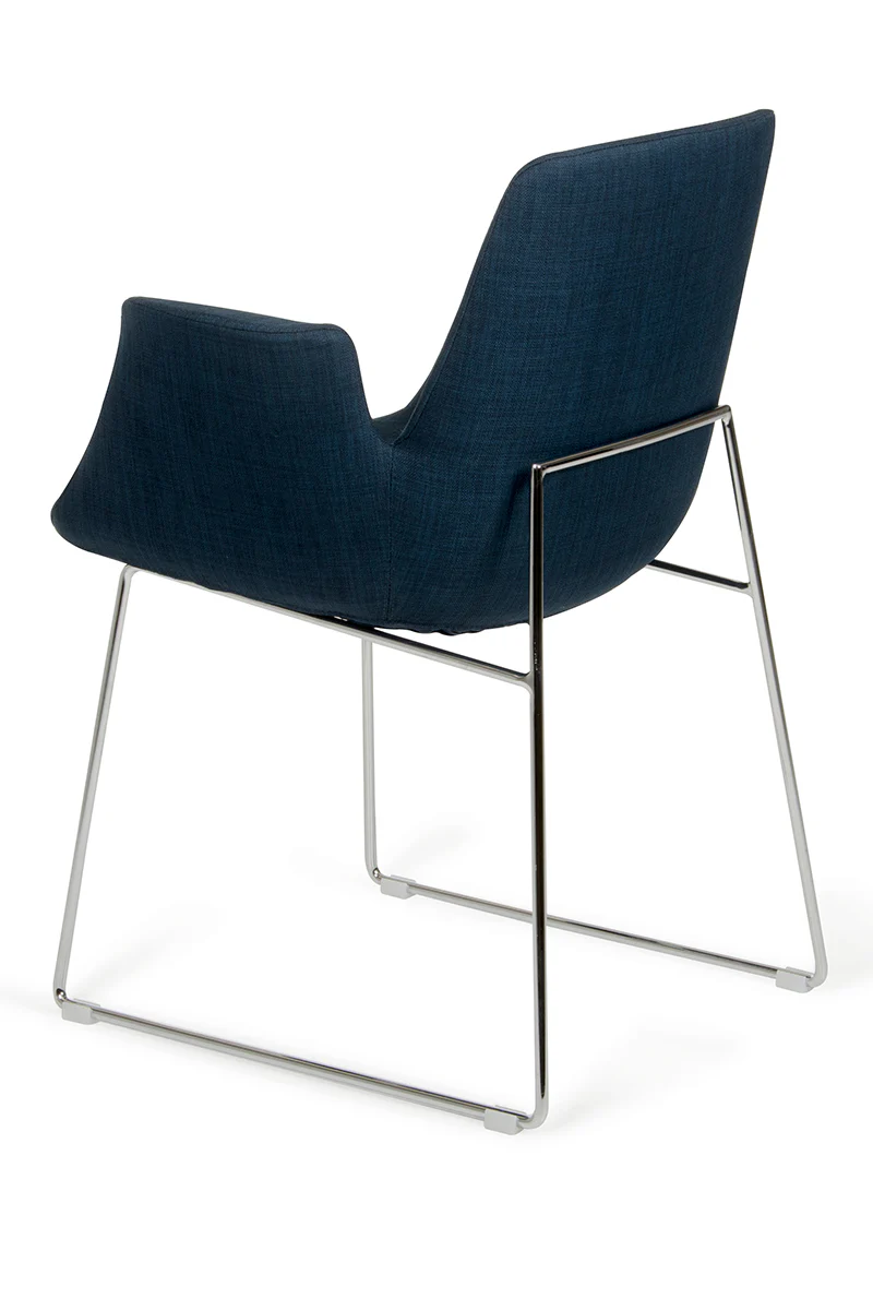33' Blue Fabric Polyester And Metal Dining Chair By Homeroots - Image 3