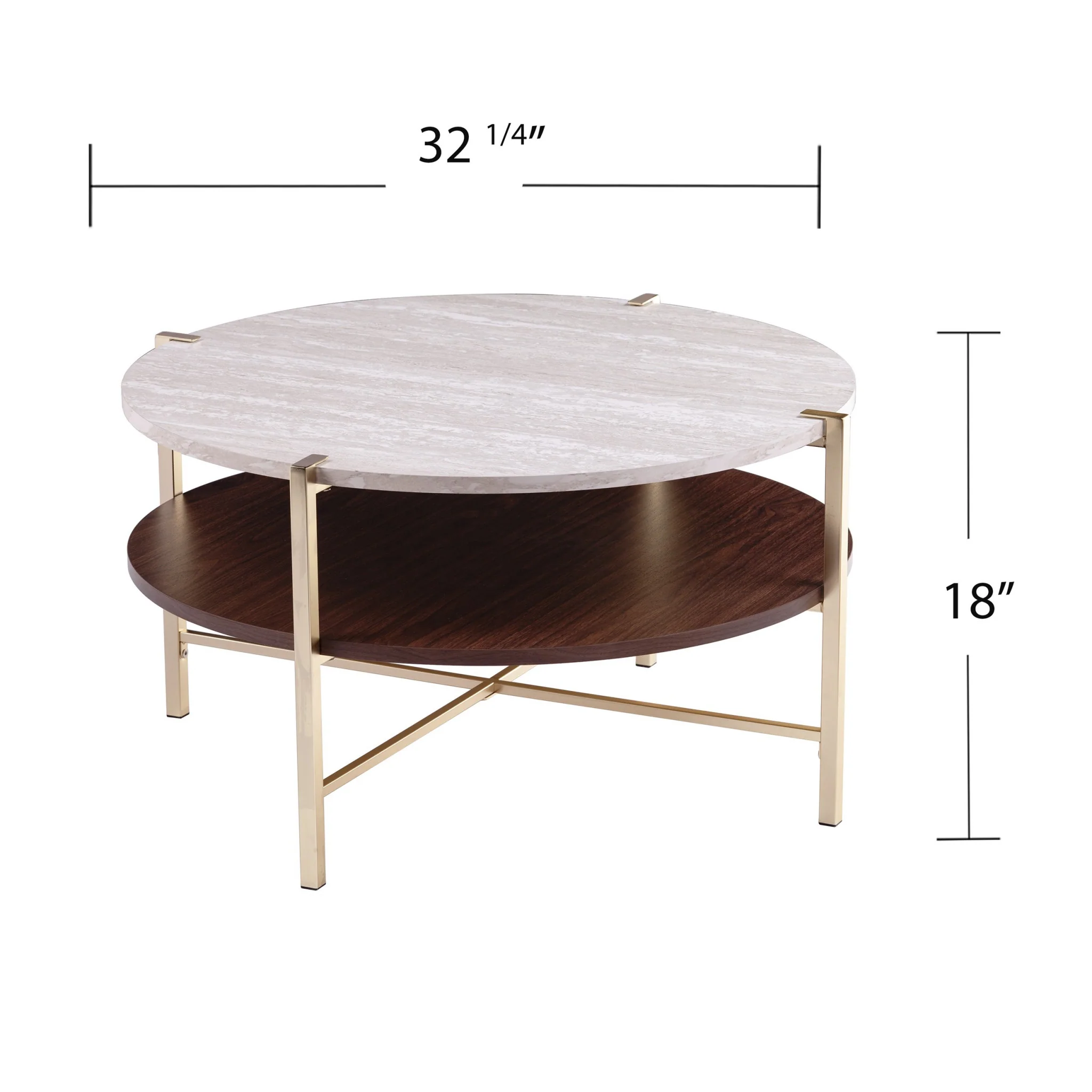 33" Brass Solid Manufactured Wood And Metal Round Coffee Table By Homeroots - Image 6