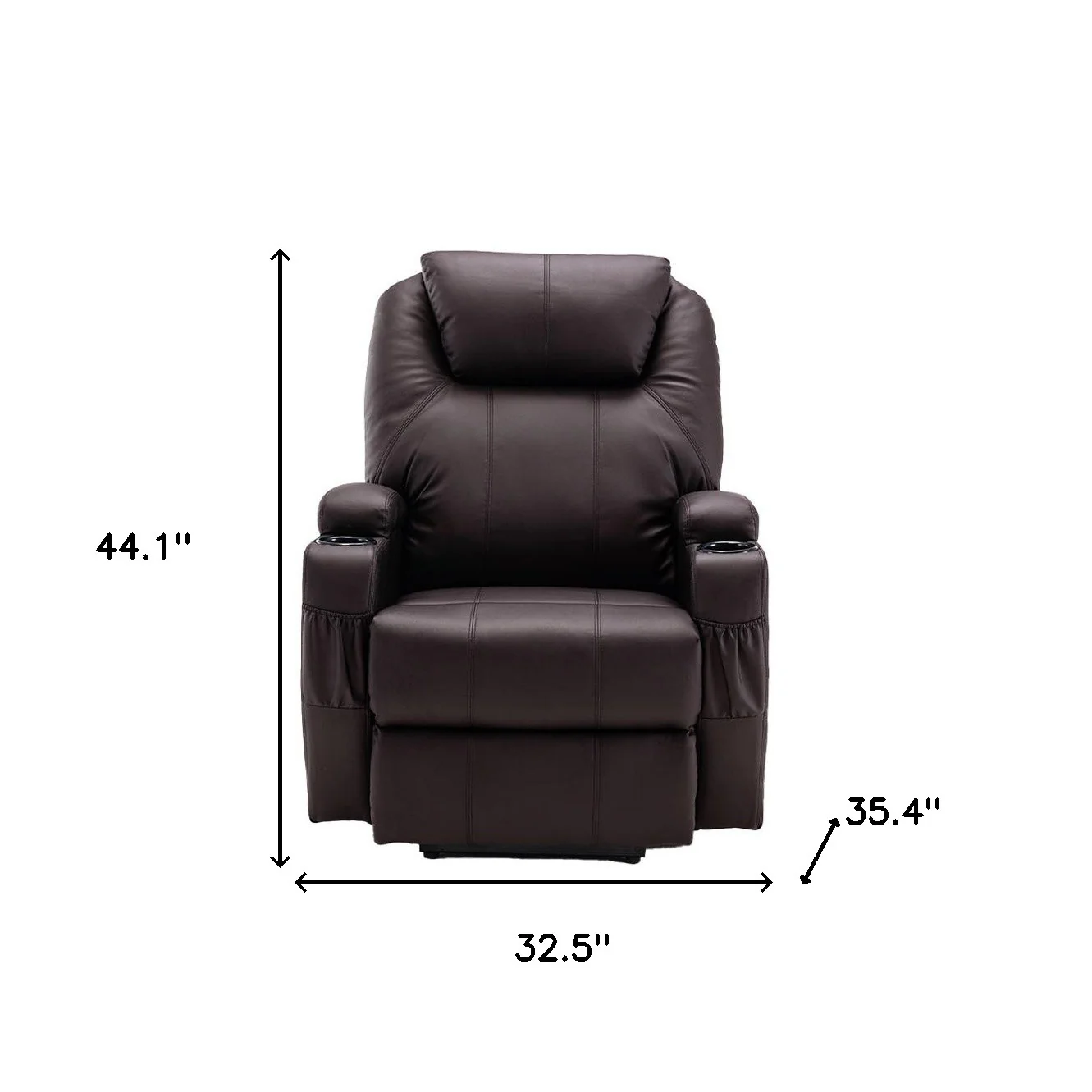 33" Brown Faux Leather Power Heated Massge Lift Assist Recliner By Homeroots - Image 5