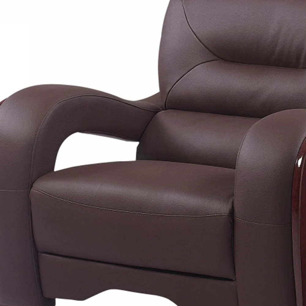 33" Brown Glamorous Leather Chair By Homeroots - Image 2