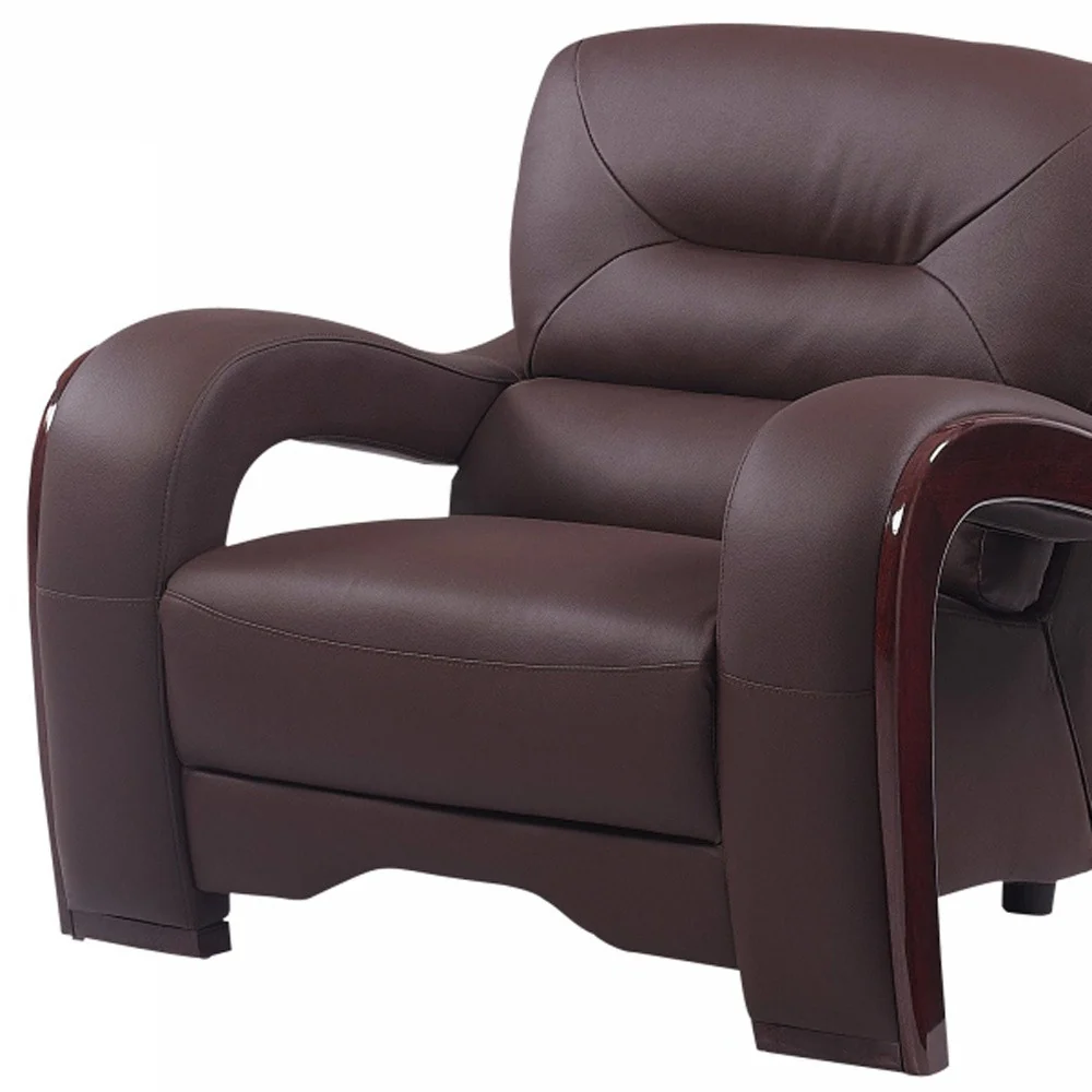 33" Brown Glamorous Leather Chair By Homeroots - Image 3
