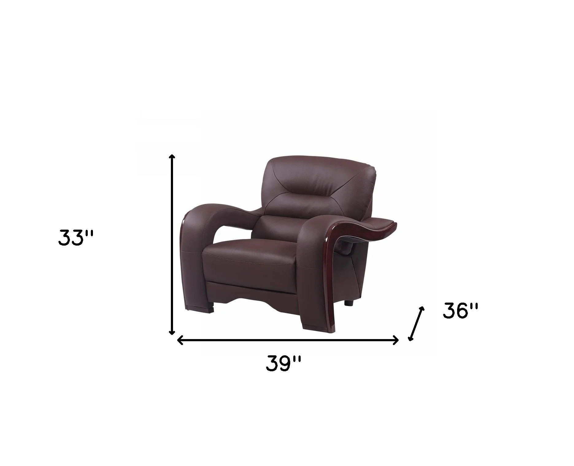 33" Brown Glamorous Leather Chair By Homeroots - Image 4