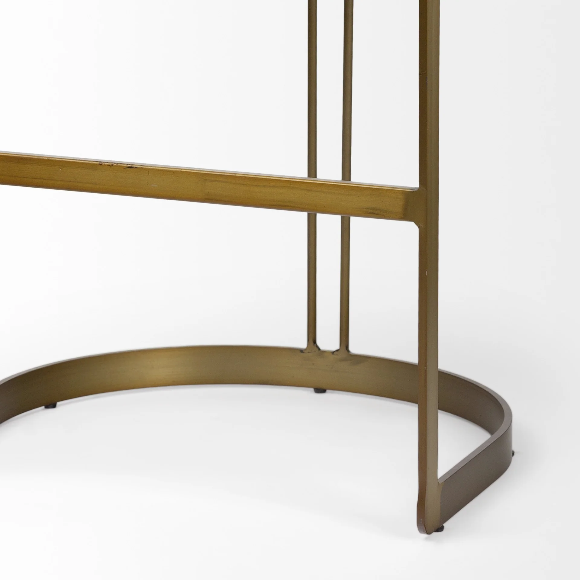 33' Brown Leather Antiqued Gold Low Back Bar Stool By Homeroots - Image 7