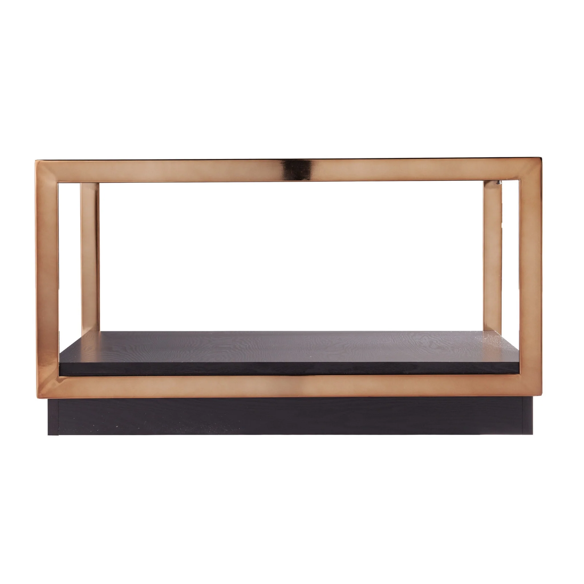 33" Champagne Glass And Solid Manufactured Wood Square Coffee Table By Homeroots - Image 2