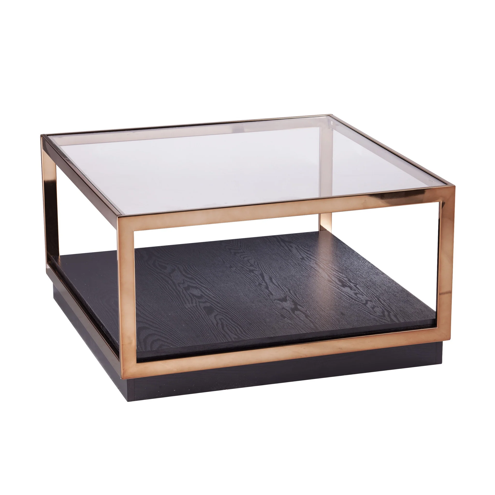 33" Champagne Glass And Solid Manufactured Wood Square Coffee Table By Homeroots - Image 3