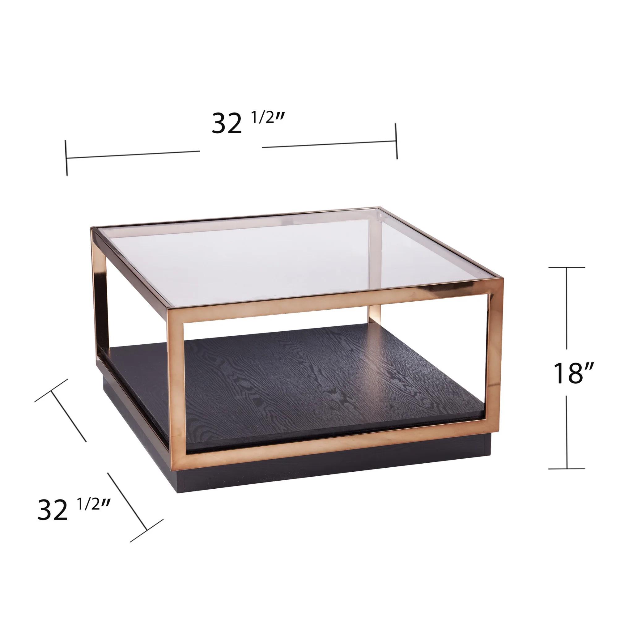 33" Champagne Glass And Solid Manufactured Wood Square Coffee Table By Homeroots - Image 6
