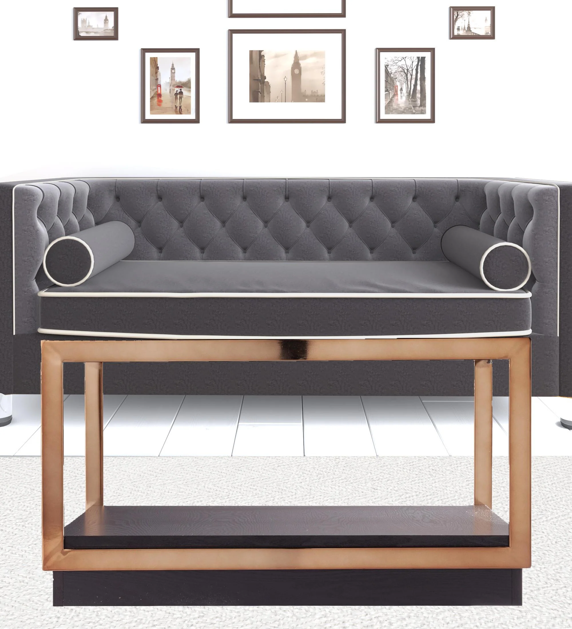 33" Champagne Glass And Solid Manufactured Wood Square Coffee Table By Homeroots - Image 7