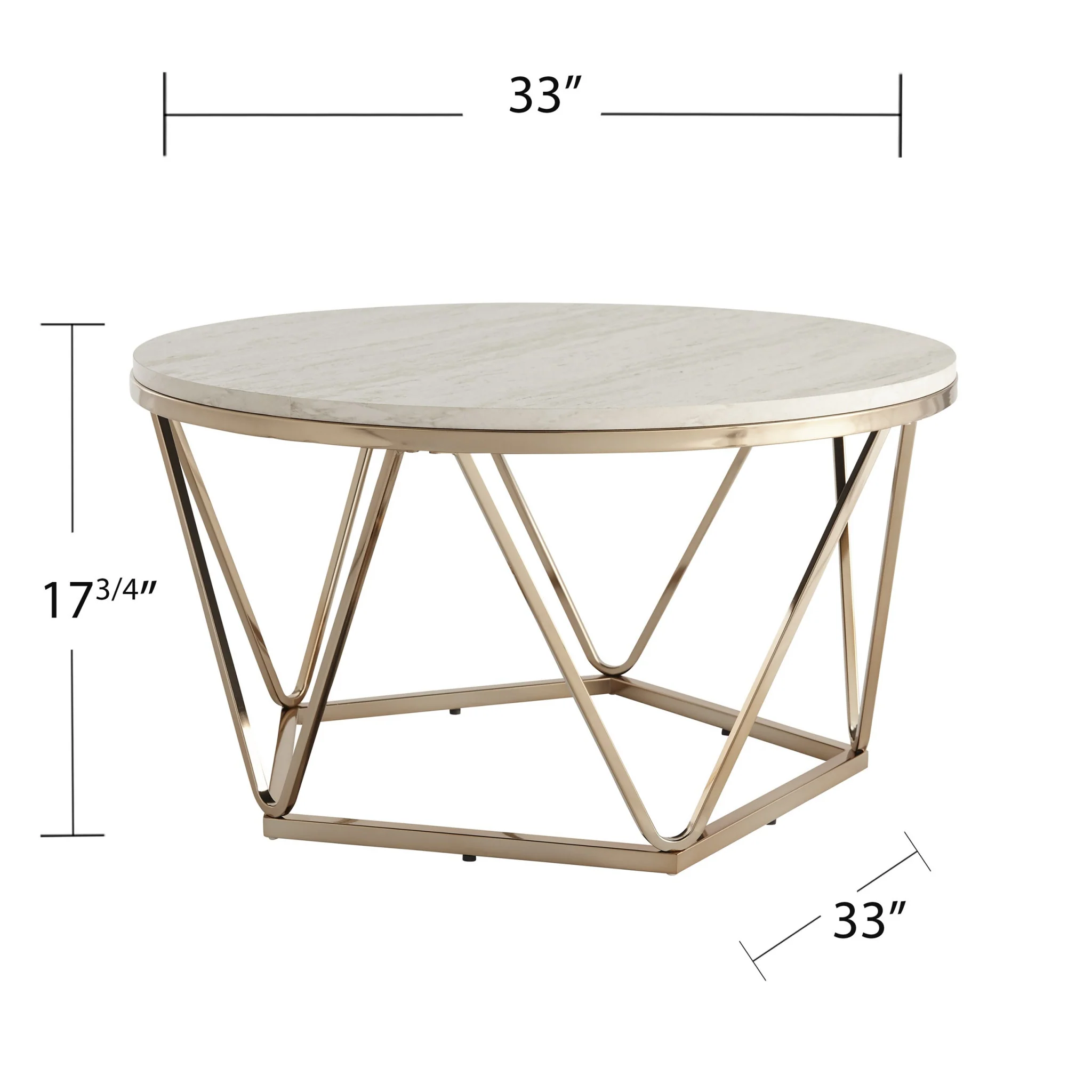 33" Champagne Solid Manufactured Wood And Metal Round Coffee Table By Homeroots - Image 6