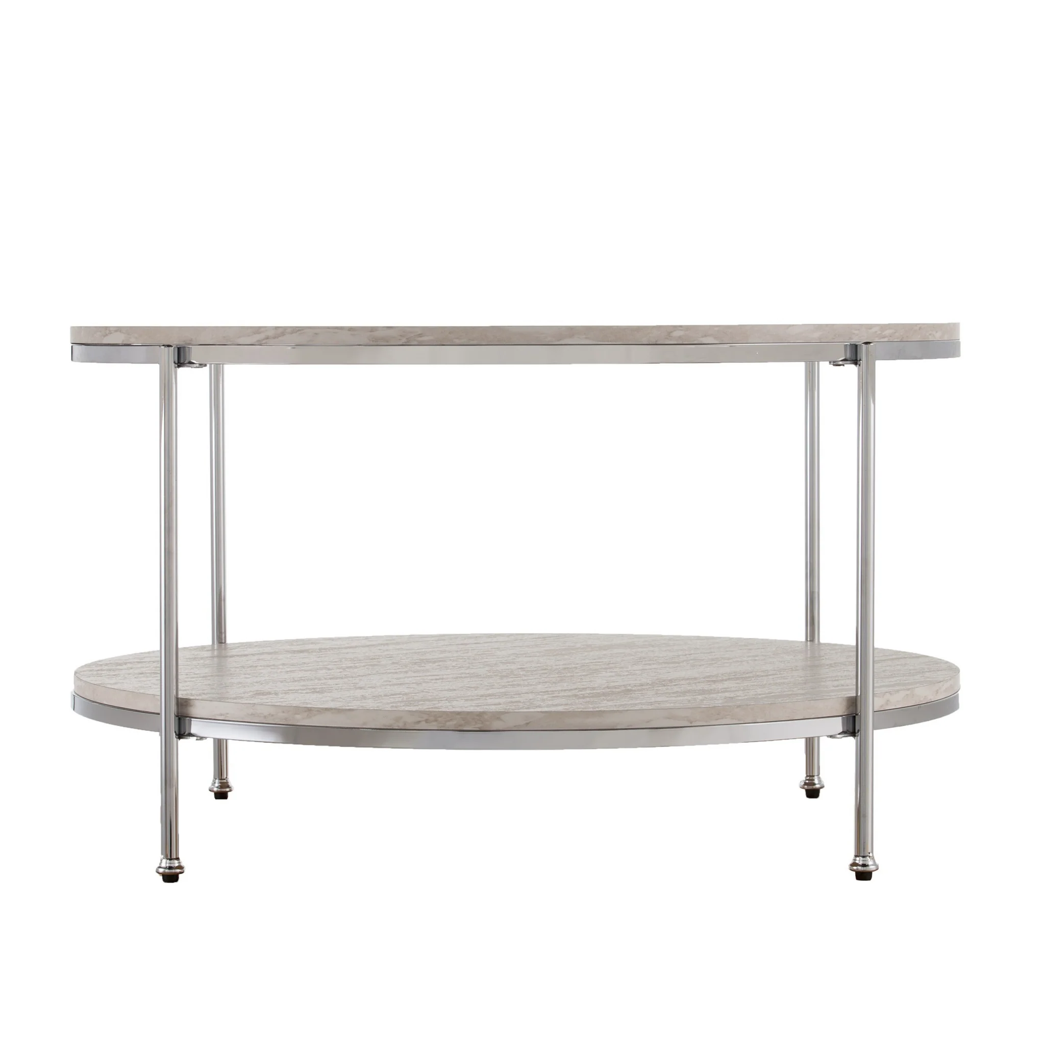 33" Chrome Faux Marble And Metal Round Coffee Table By Homeroots - Image 2