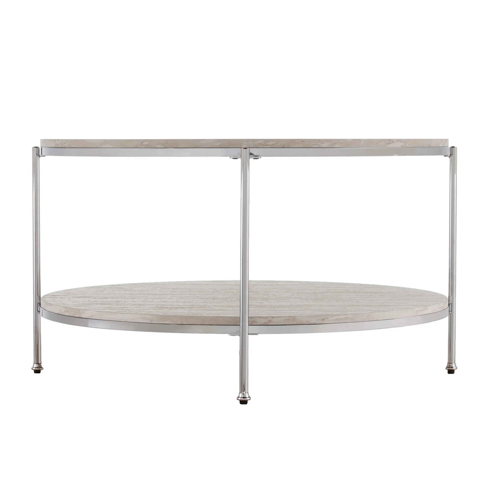 33" Chrome Faux Marble And Metal Round Coffee Table By Homeroots - Image 5