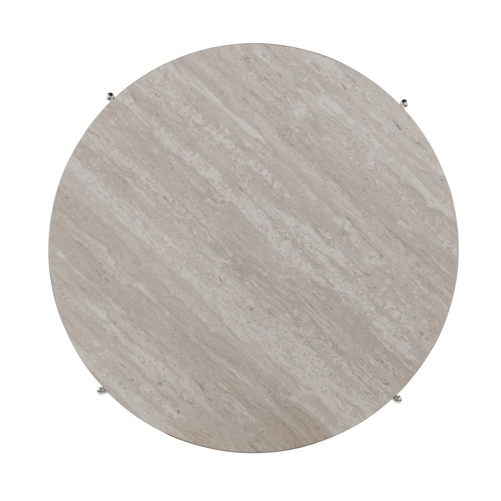 33" Chrome Faux Marble And Metal Round Coffee Table By Homeroots - Image 8