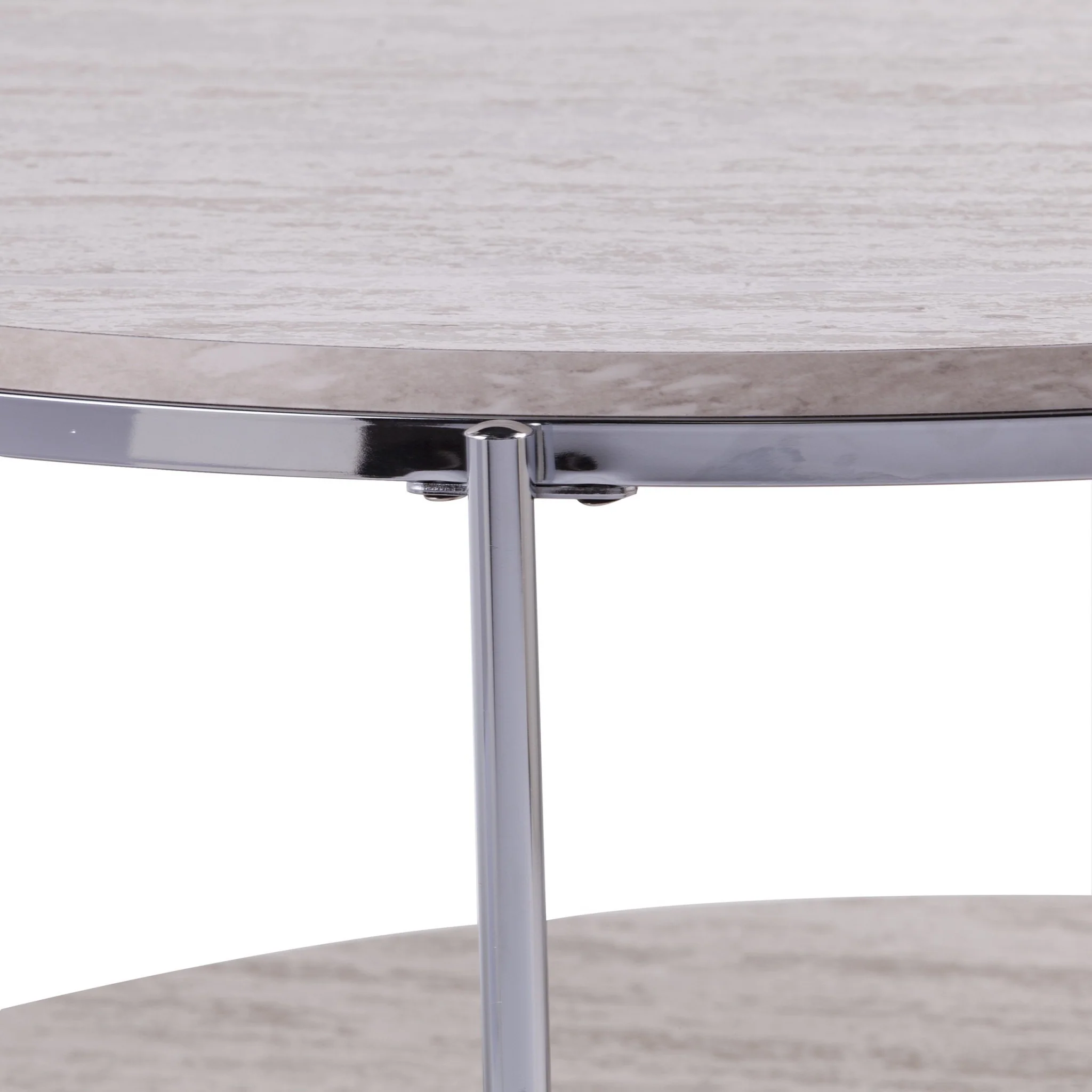 33" Chrome Faux Marble And Metal Round Coffee Table By Homeroots - Image 9
