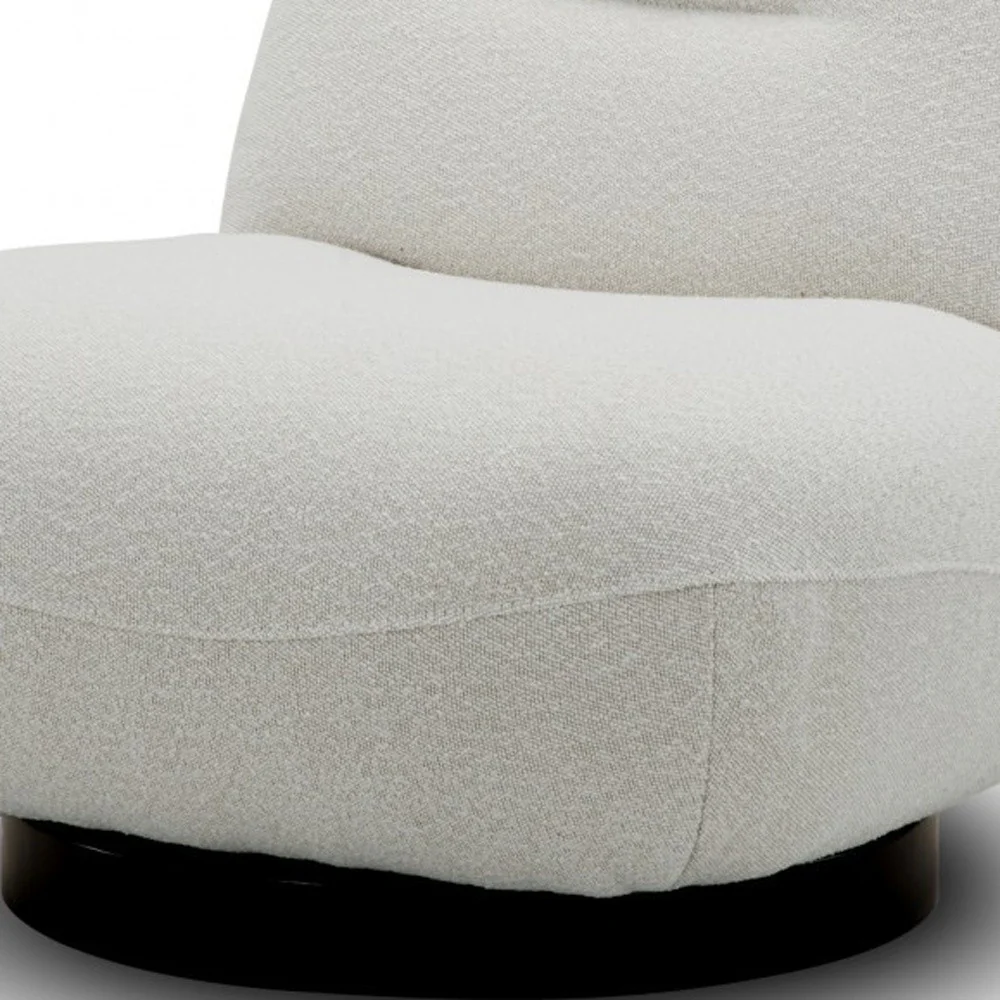 33" Cream 100% Polyester Solid Color Swivel Lounge Chair By Homeroots - Image 4