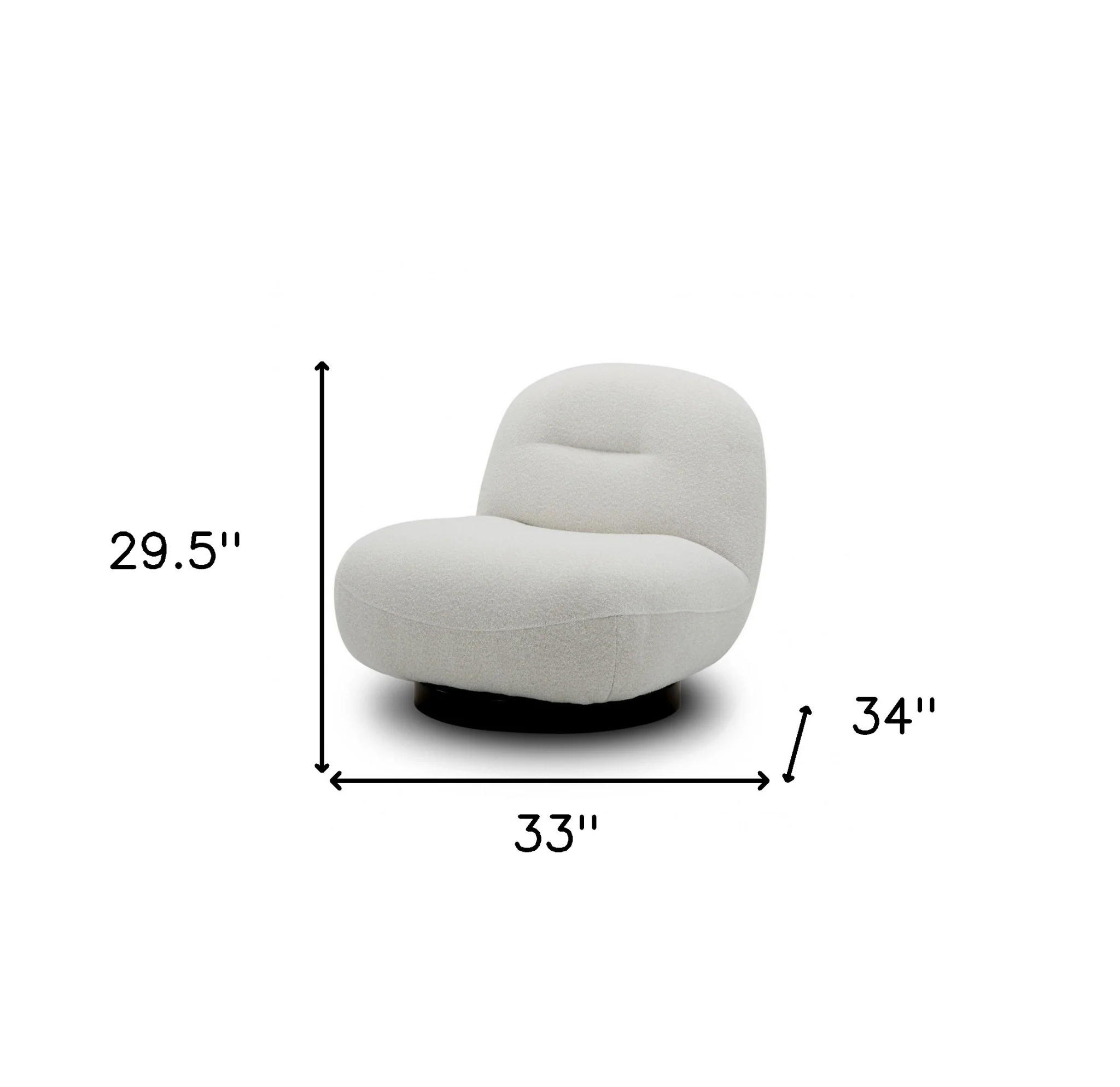 33" Cream 100% Polyester Solid Color Swivel Lounge Chair By Homeroots - Image 5